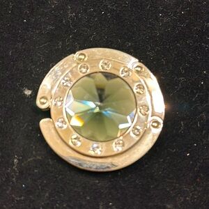 Purse holder rhinestones silver ring